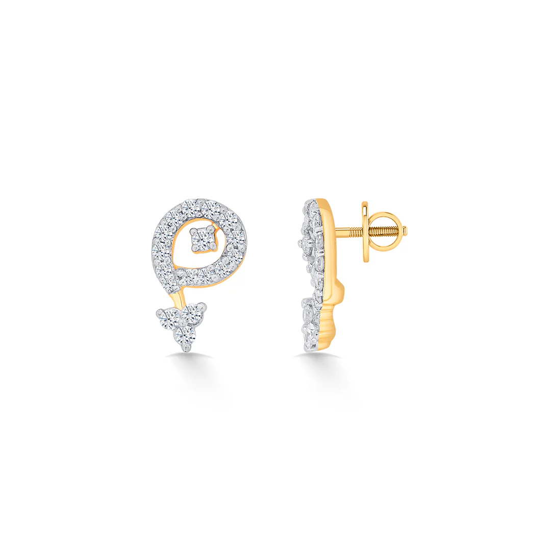 Mireon Crest Gold & Diamond Stud Earring - Image 4